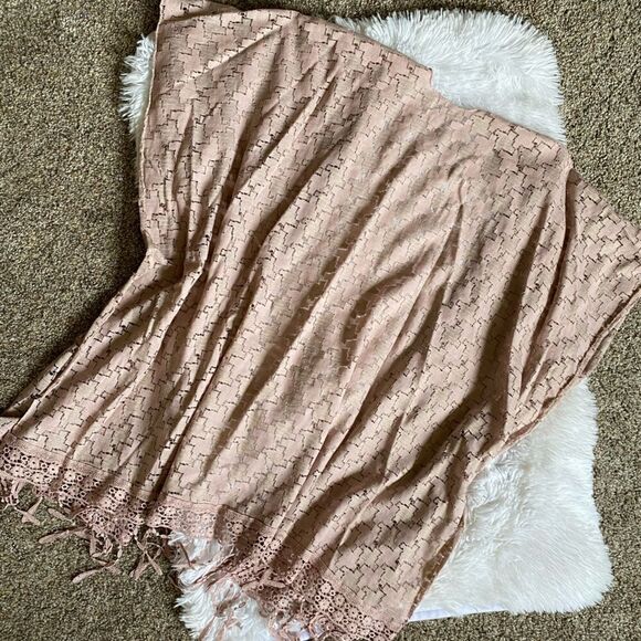 Ellen Tracy Lace Fringe Pink Kimono NEW One Size - Picture 2 of 8